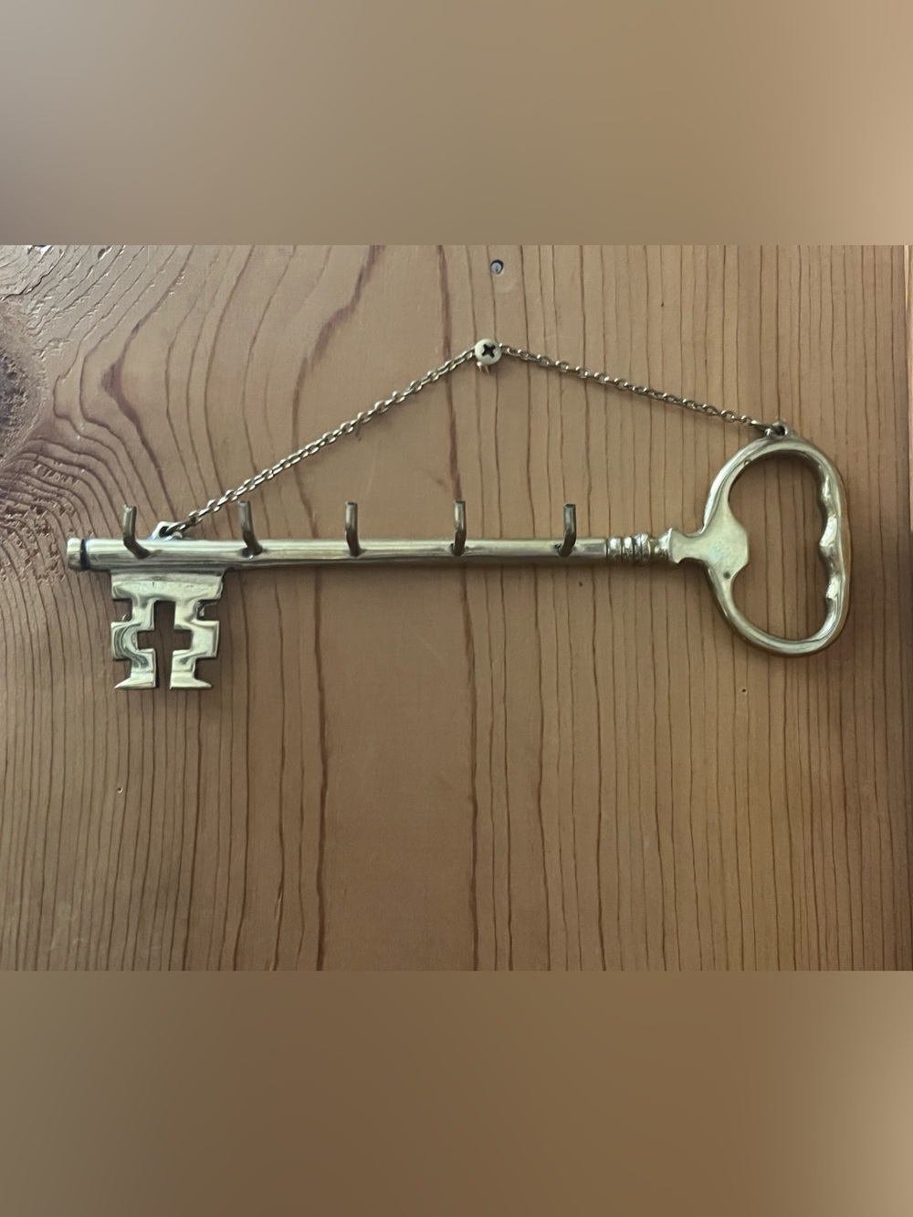 Brass Vintage Key-Shaped Wall Hook Rack